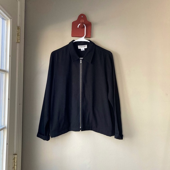 Vintage Saks Fifth Avenue Lightweight Collared Zip Up Jacket Petite L - Picture 2 of 6